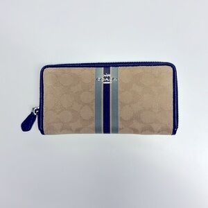 Coach Signature Long Wallet Zip Around Some Wear